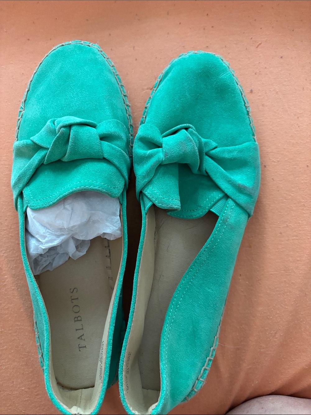 Talbots Green Suede Knot Espadrille Flats